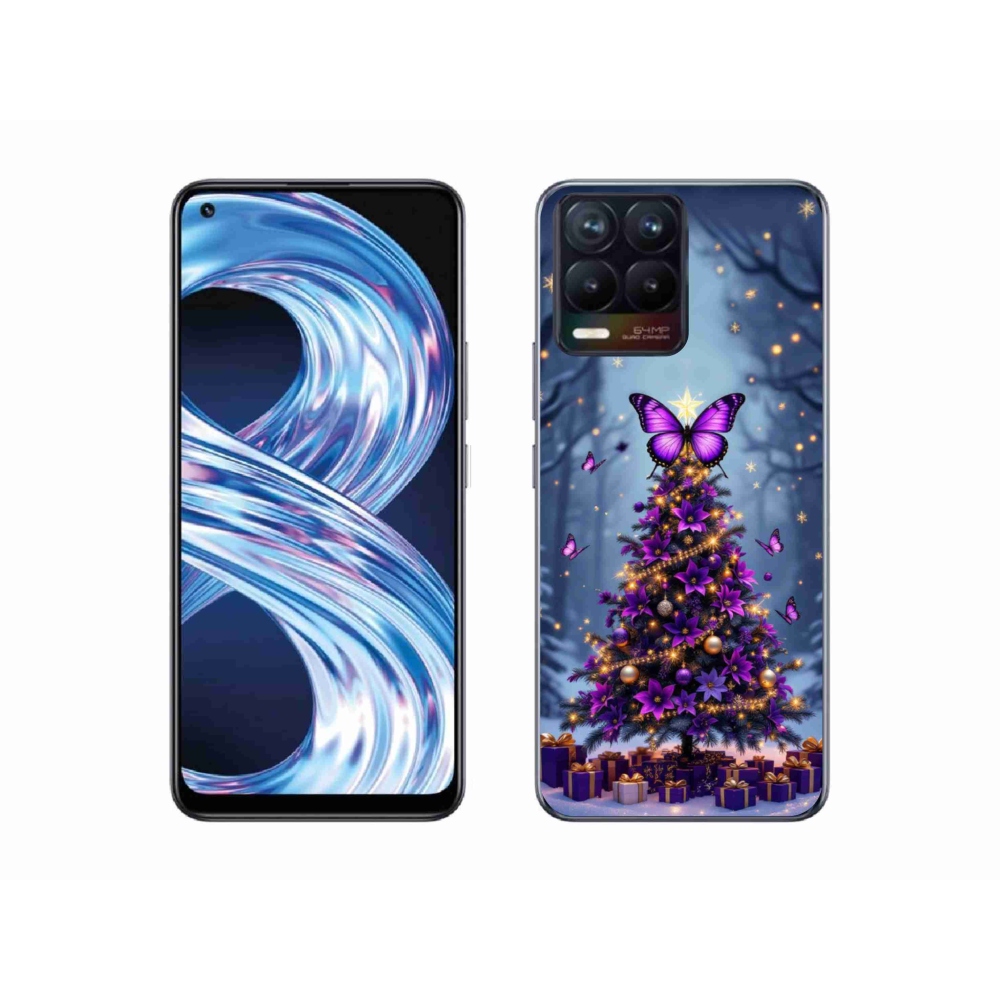 Gélový kryt mmCase na Realme 8 4G - motýlí vianočný stromček
