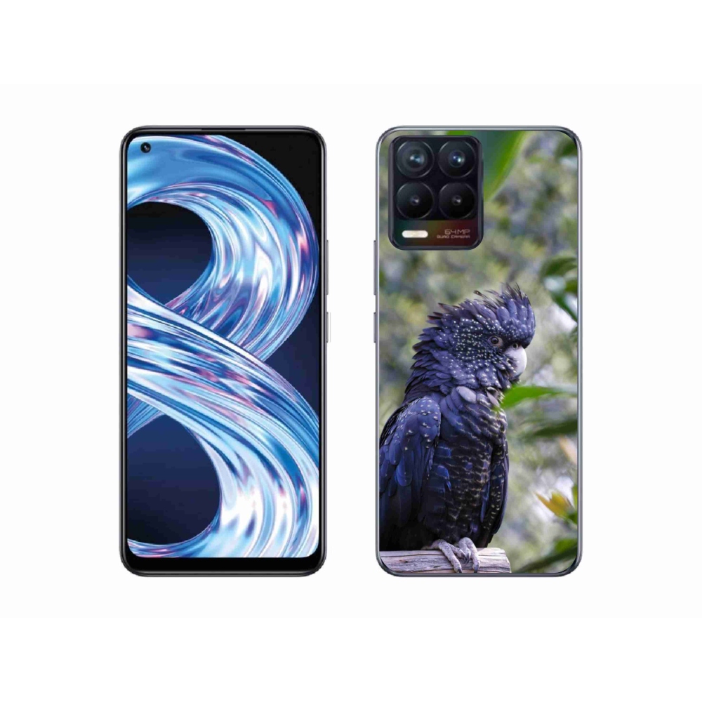 Gélový kryt mmCase na Realme 8 4G - papagáj kakadu čierny