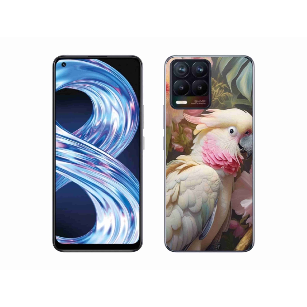 Gélový kryt mmCase na Realme 8 4G - papagáj kakadu ružový 2