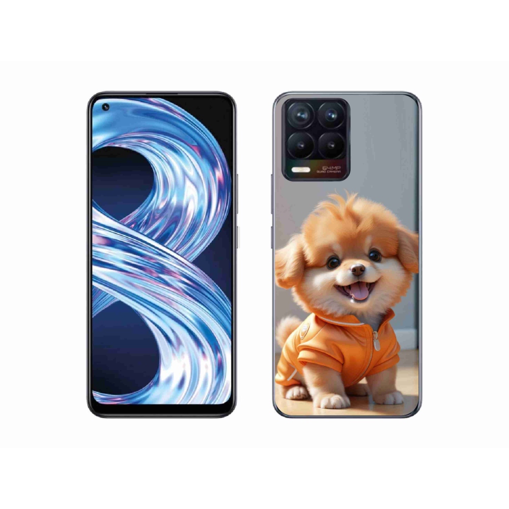 Gélový kryt mmCase na Realme 8 4G - roztomilý pomeranian v mikine