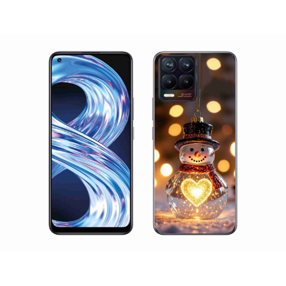 Gélový kryt mmCase na Realme 8 4G - svietiaci vianočný snehuliak