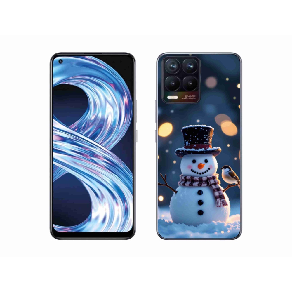 Gélový kryt mmCase na Realme 8 4G - vianočný snehuliak