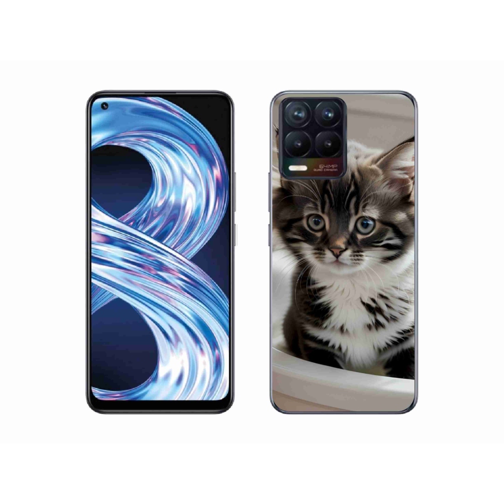 Gélový kryt mmCase na Realme 8 4G - zvedavé mačiatko