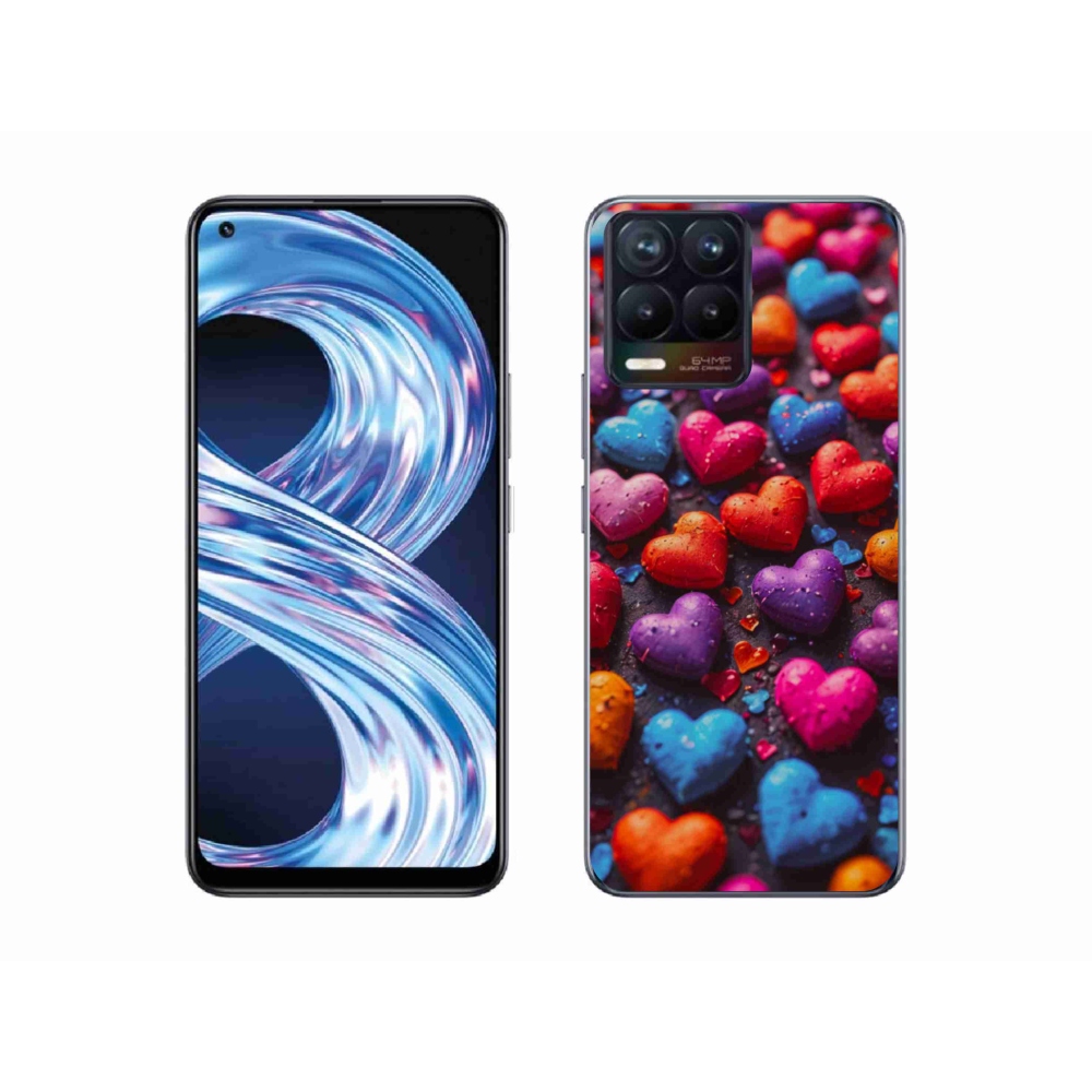 Gélový kryt mmCase na Realme 8 Pro - farebné srdcia