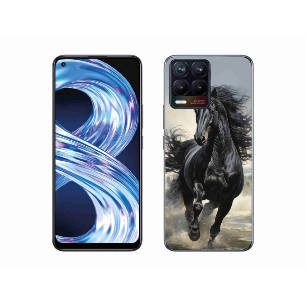 Gélový kryt mmCase na Realme 8 Pro - bežiaci čierny kôň