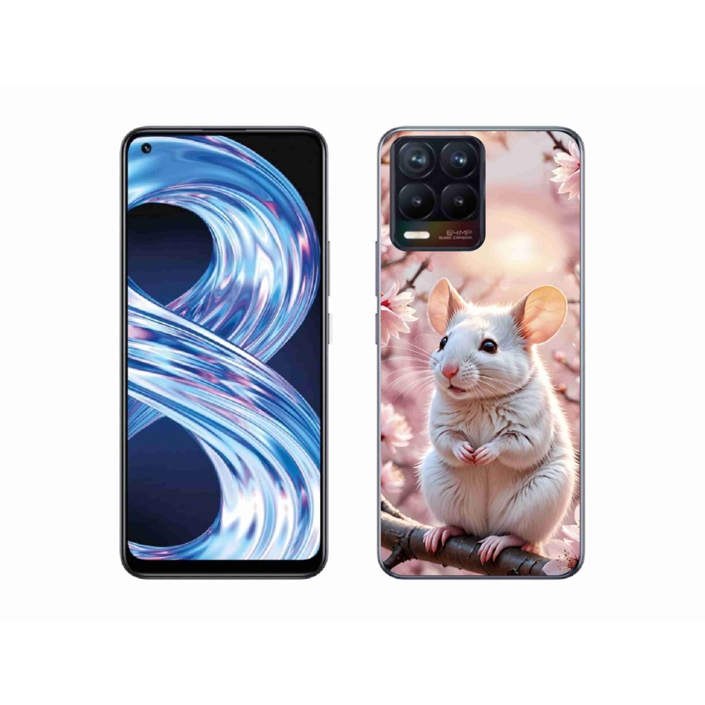 Gélový kryt mmCase na Realme 8 Pro - biela myš na vetve