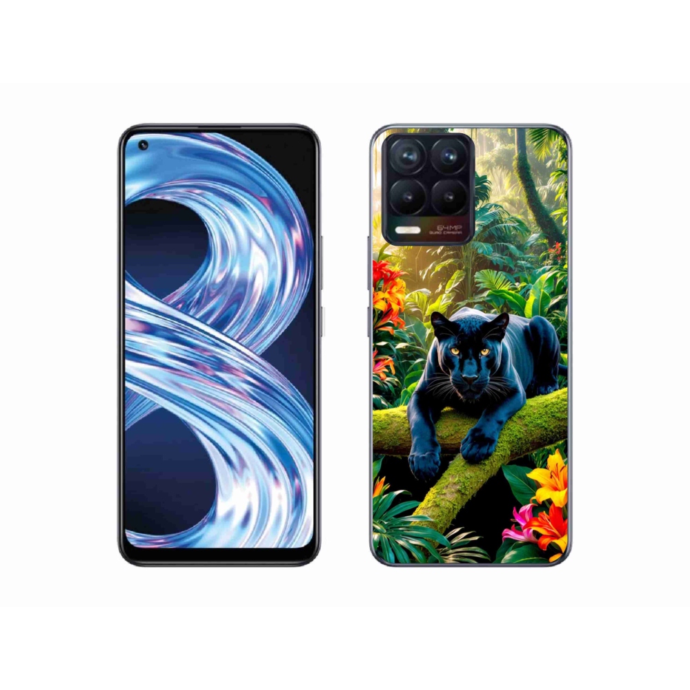 Gélový kryt mmCase na Realme 8 Pro - čierny panter v džungli