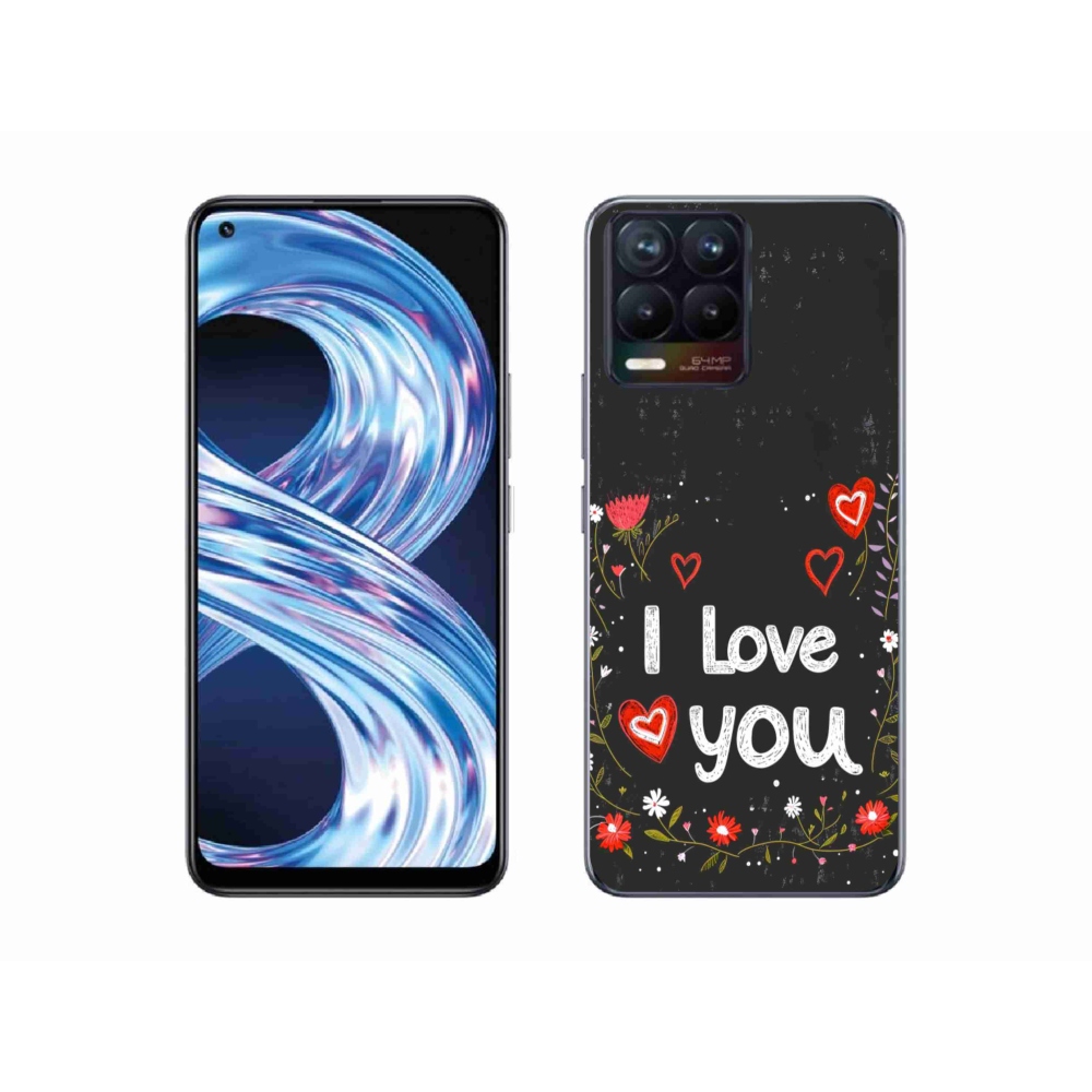 Gélový kryt mmCase na Realme 8 Pro - I love you čierne pozadie