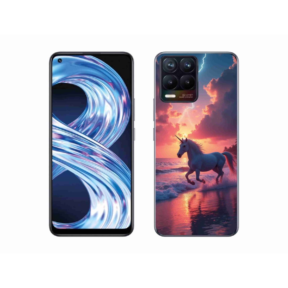 Gélový kryt mmCase na Realme 8 Pro - jednorožec na pláži