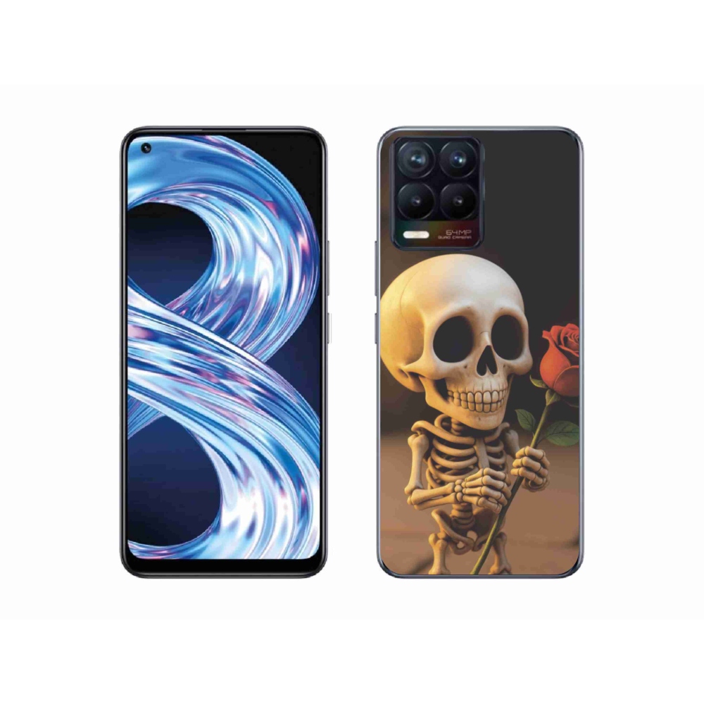 Gélový kryt mmCase na Realme 8 Pro - kostlivec s ružou
