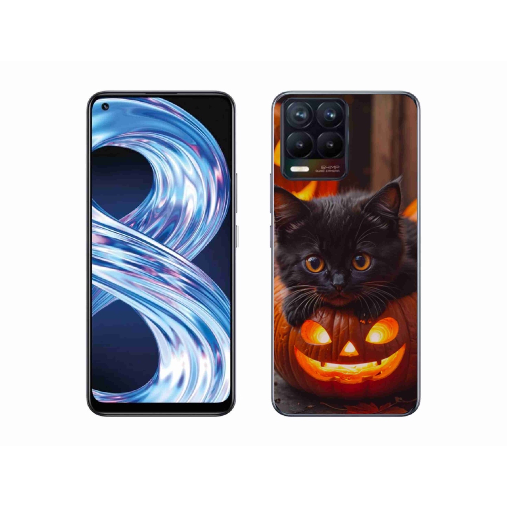 Gélový kryt mmCase na Realme 8 Pro - mačiatko a tekvica