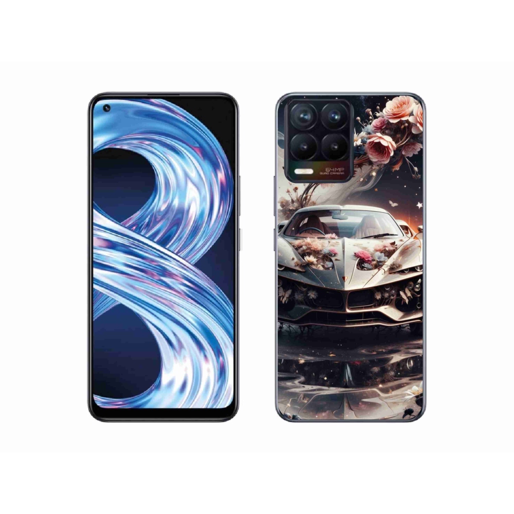 Gélový kryt mmCase na Realme 8 Pro - kvetinový športový automobil