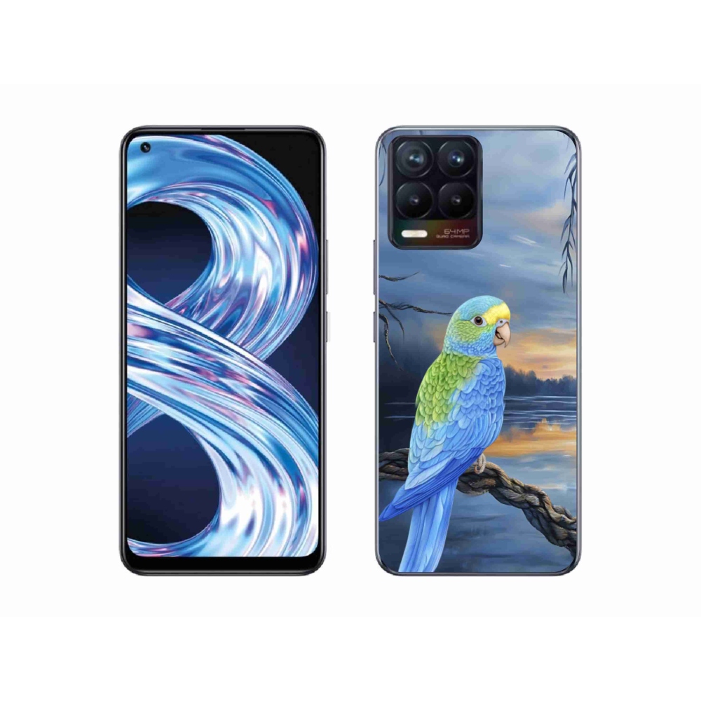 Gélový kryt mmCase na Realme 8 Pro - modrý papagáj