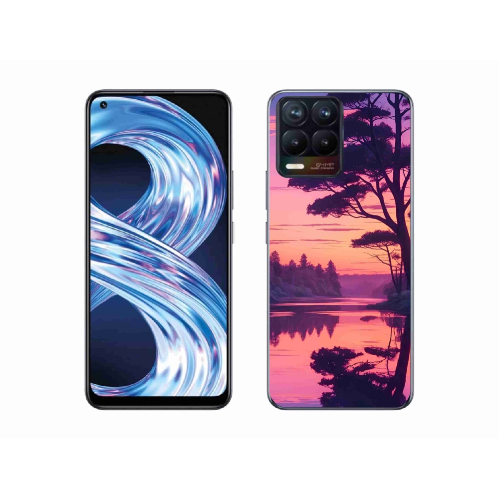 Gélový kryt mmCase na Realme 8 Pro - západ slnka nad jazerom
