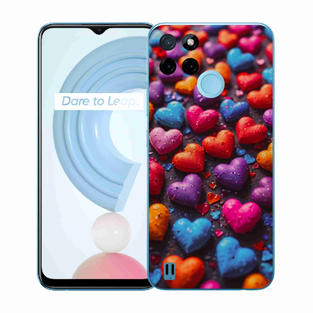 Gélový kryt mmCase na Realme C21Y/C25Y - farebné srdcia