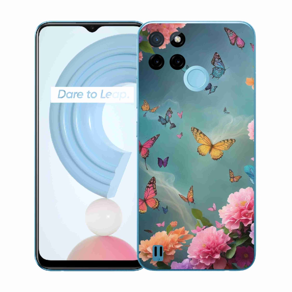 Gélový kryt mmCase na Realme C21Y/C25Y - farebné kvety a motýle