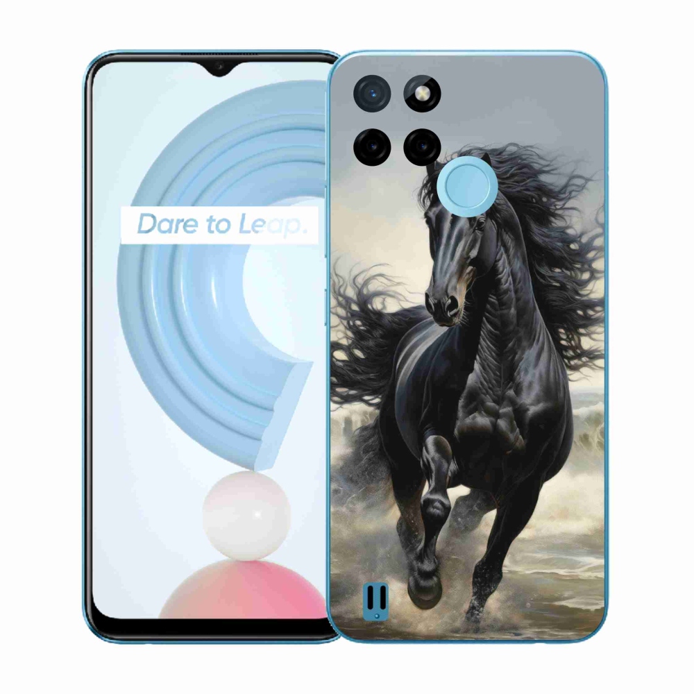 Gélový kryt mmCase na Realme C21Y/C25Y - bežiaci čierny kôň