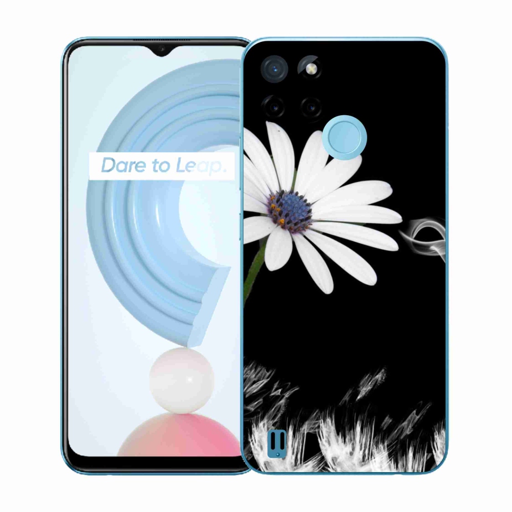 Gélový kryt mmCase na Realme C21Y/C25Y - biela kvetina