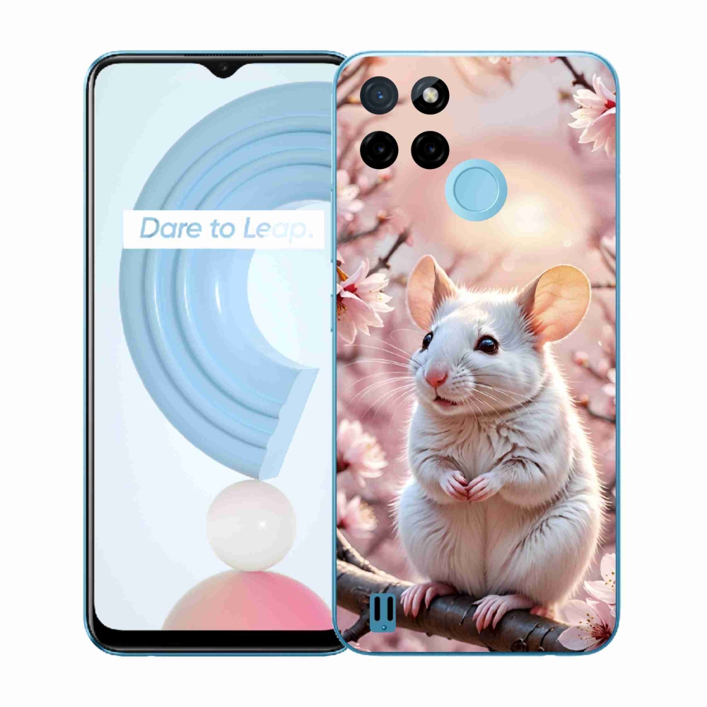 Gélový kryt mmCase na Realme C21Y/C25Y - biela myš na vetve