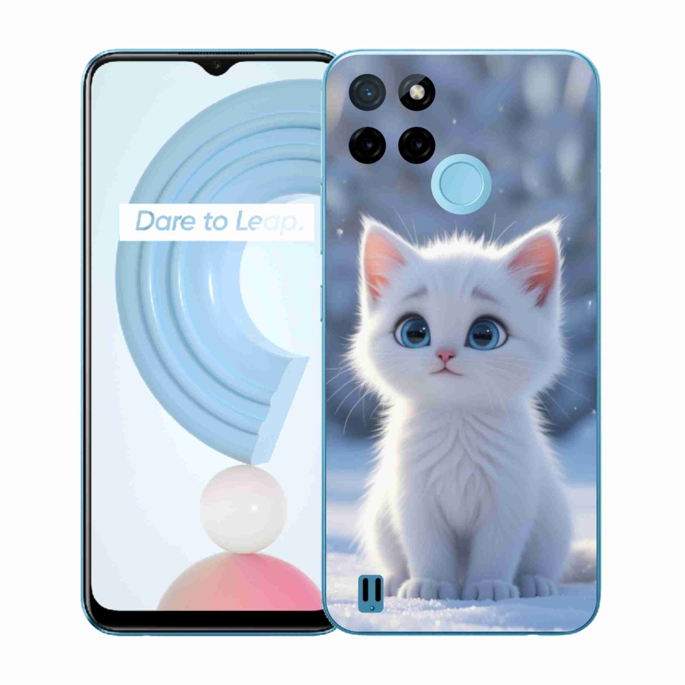 Gélový kryt mmCase na Realme C21Y/C25Y - biele mačiatko 3