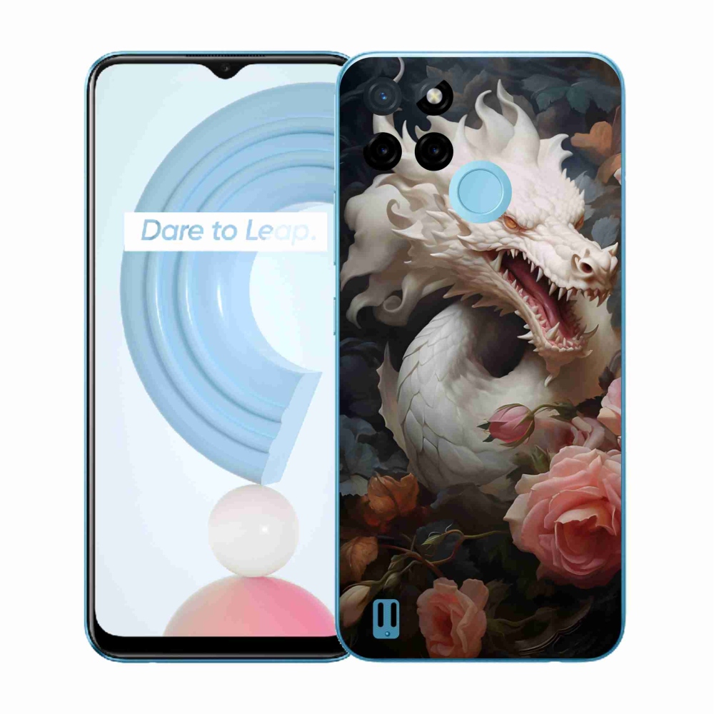 Gélový kryt mmCase na Realme C21Y/C25Y - biely drak