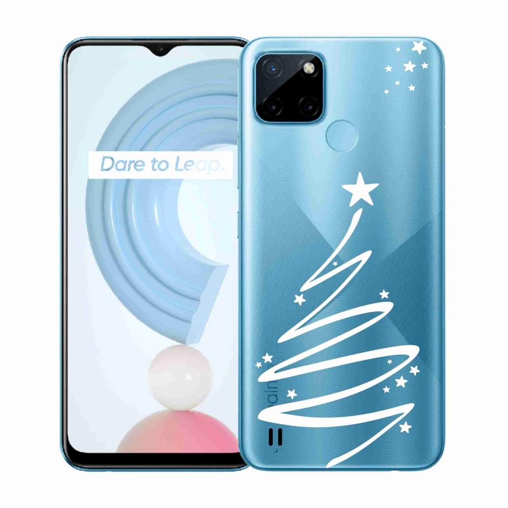 Gélový kryt mmCase na Realme C21Y/C25Y - biely stromček na priehľadnom pozadí