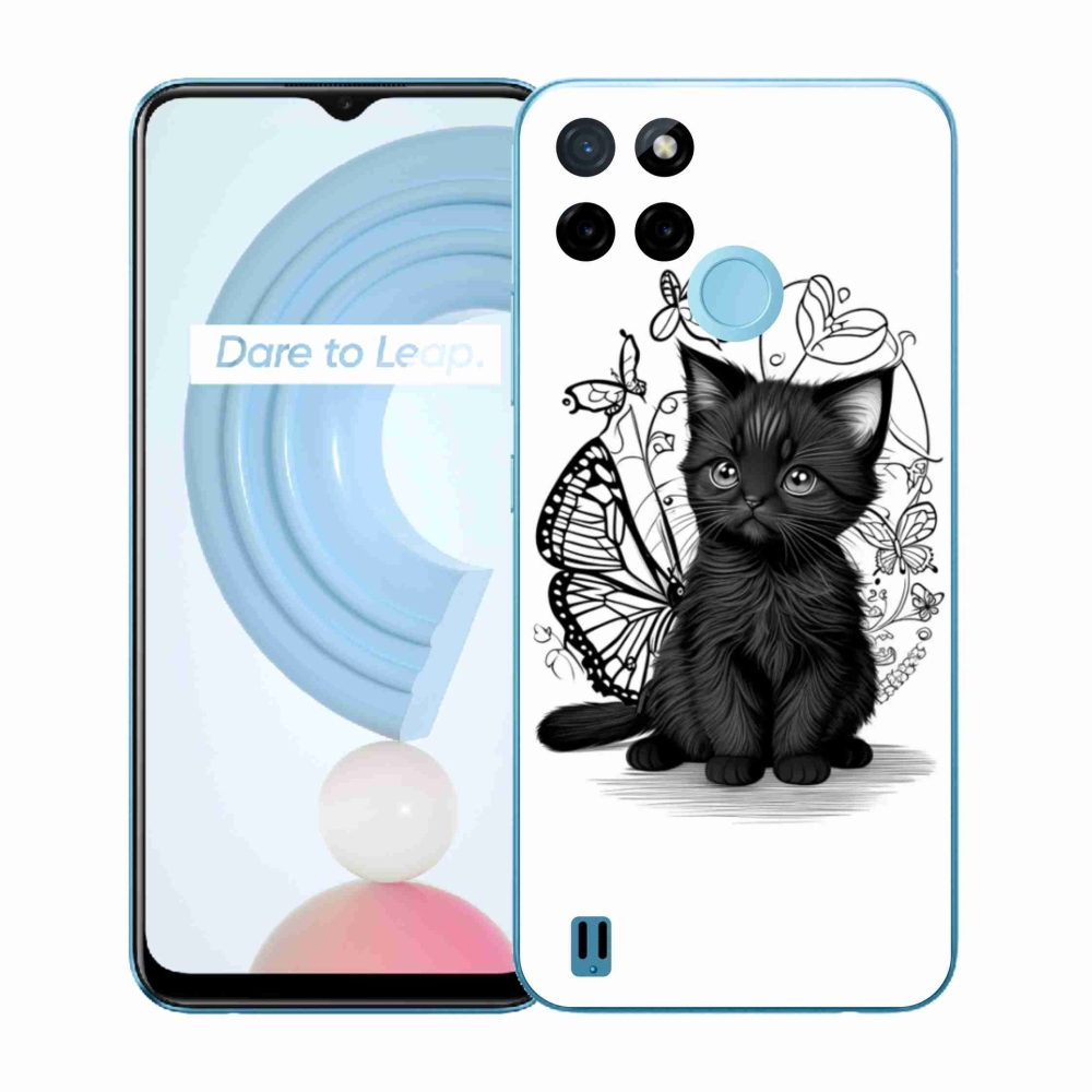 Gélový kryt mmCase na Realme C21Y/C25Y - čierne mačiatko