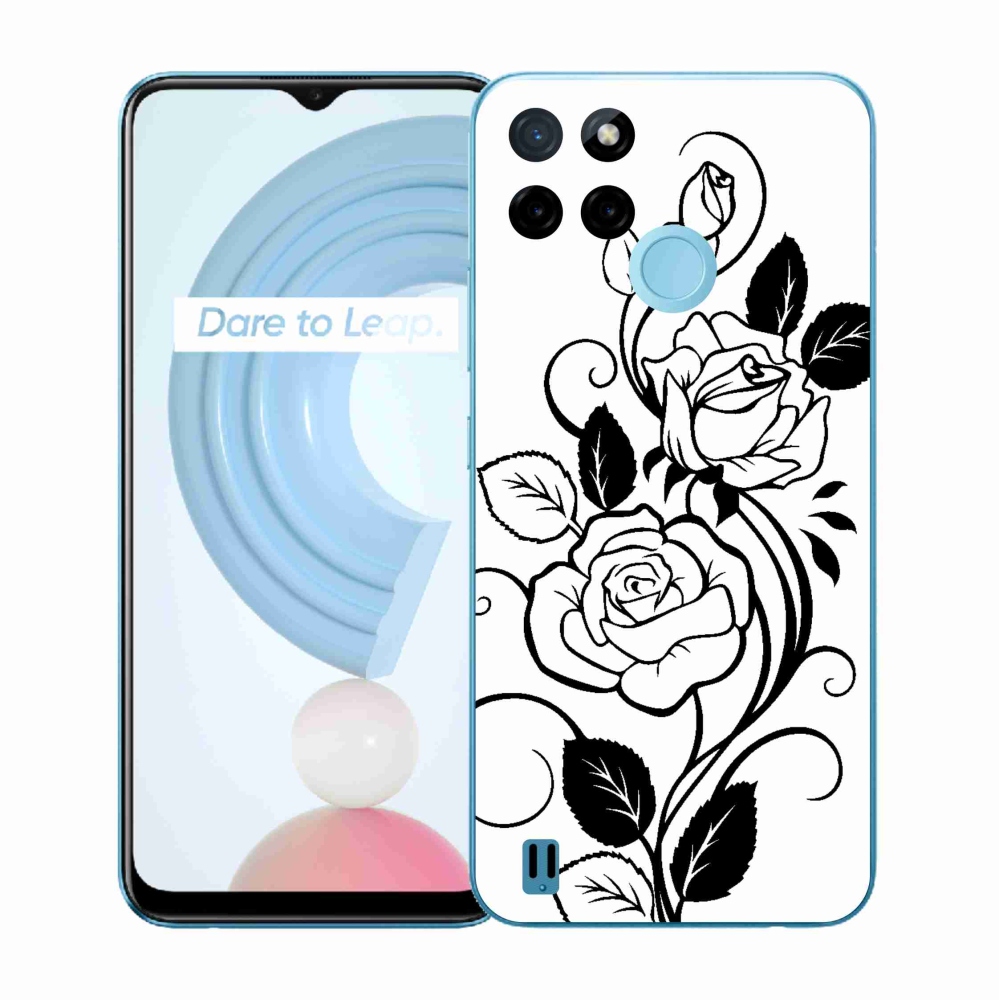 Gélový kryt mmCase na Realme C21Y/C25Y - čiernobiela ruža