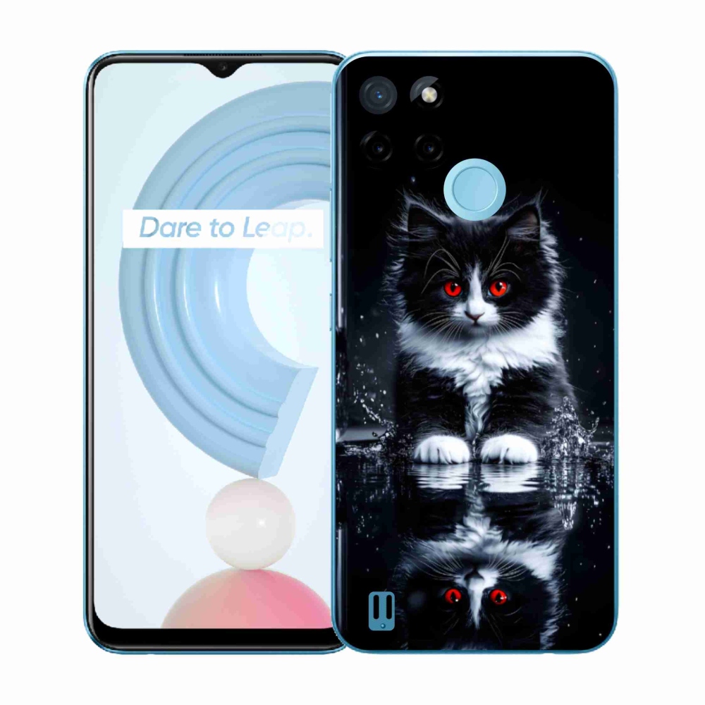 Gélový kryt mmCase na Realme C21Y/C25Y - čiernobiele mačiatko