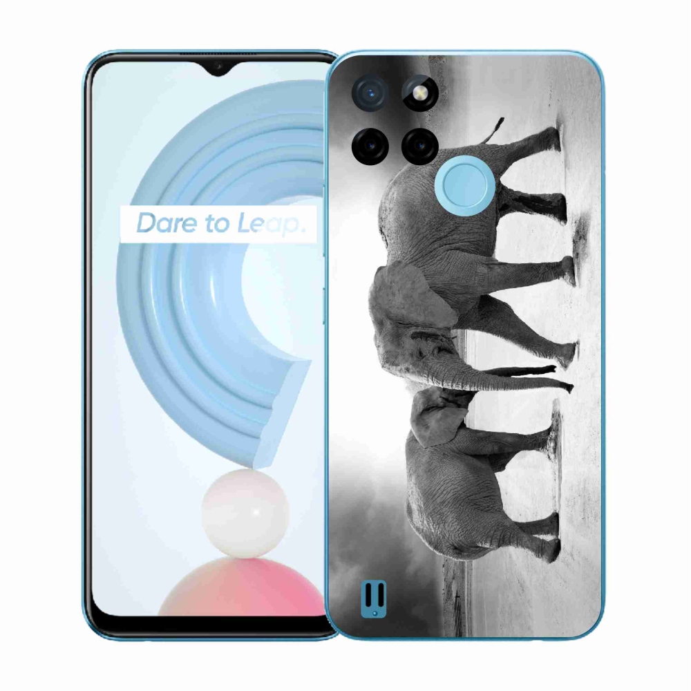Gélový kryt mmCase na Realme C21Y/C25Y - čiernobieli slony