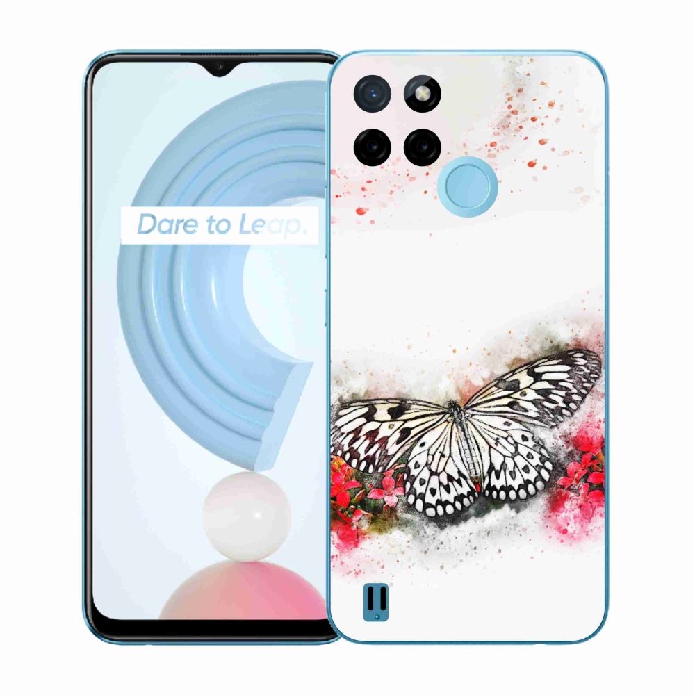 Gélový kryt mmCase na Realme C21Y/C25Y - čiernobiely motýľ