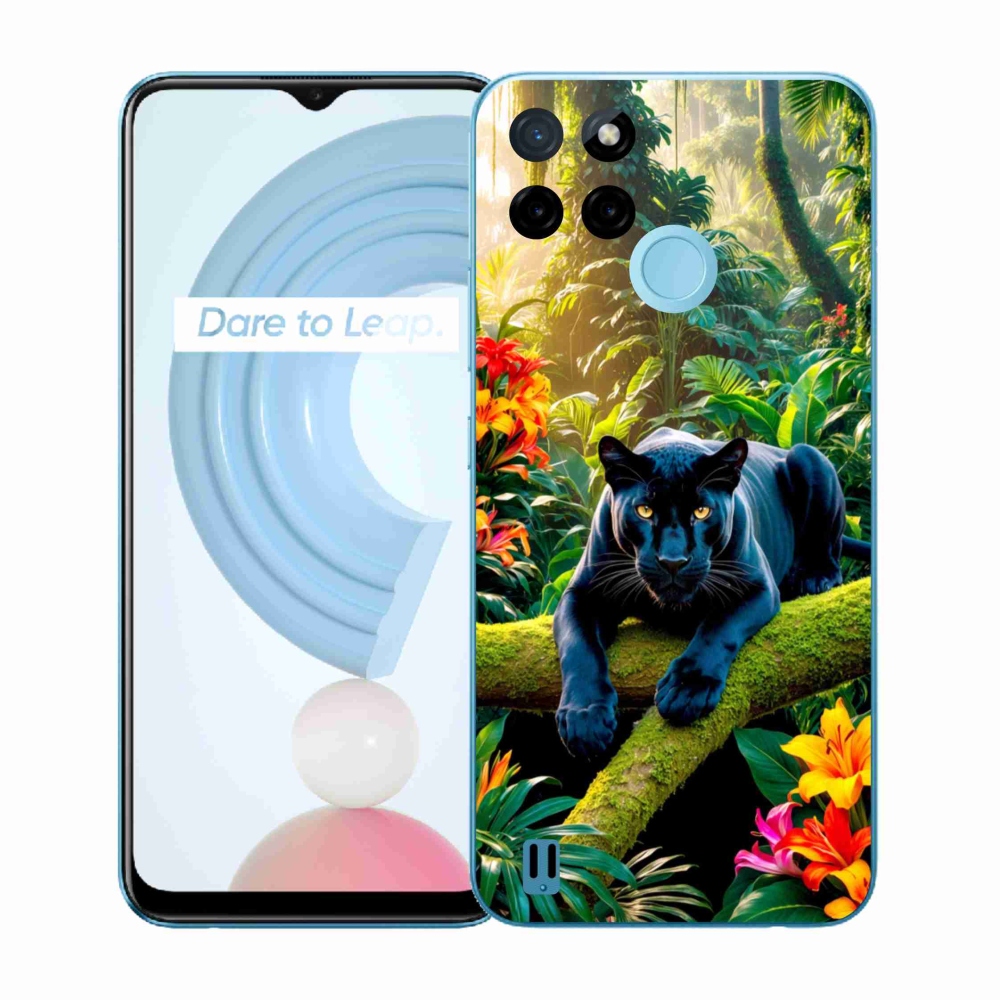 Gélový kryt mmCase na Realme C21Y/C25Y - čierny panter v džungli
