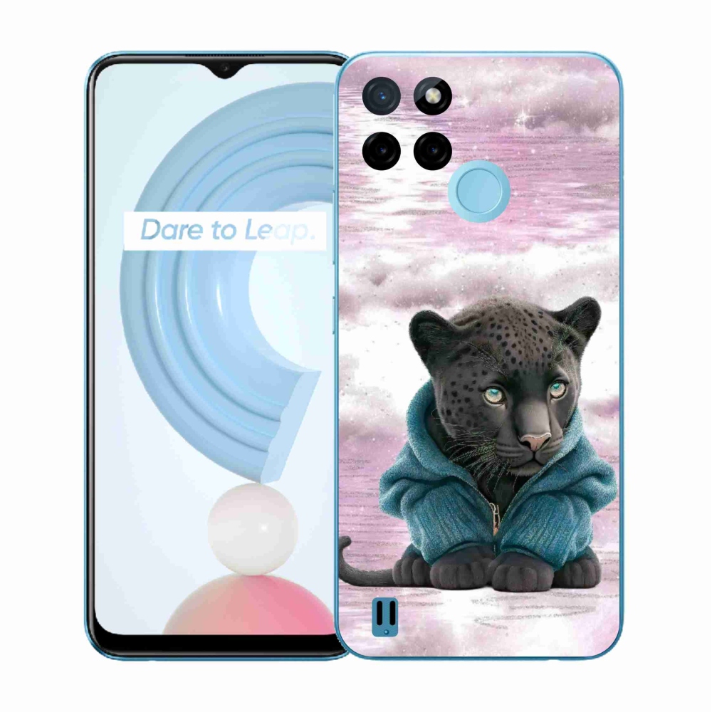 Gélový kryt mmCase na Realme C21Y/C25Y - čierny panter vo svetri