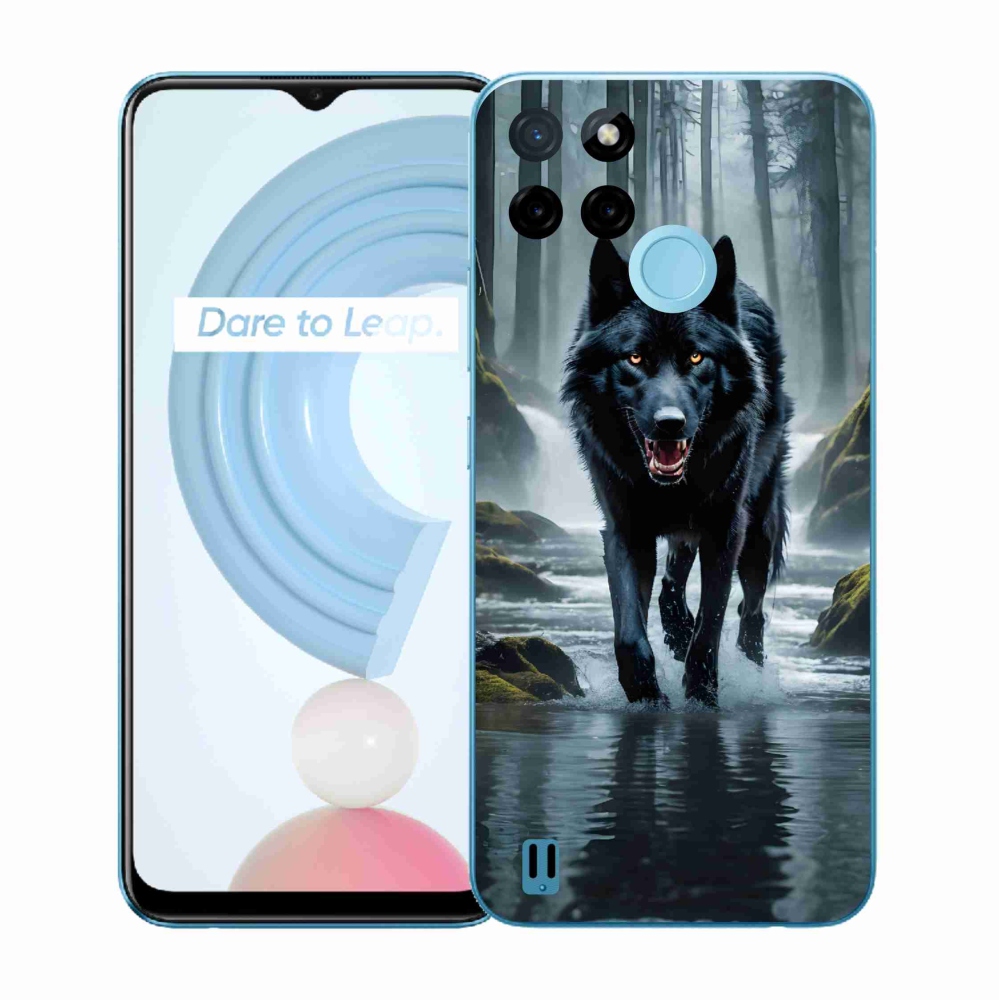 Gélový kryt mmCase na Realme C21Y/C25Y - čierny vlk