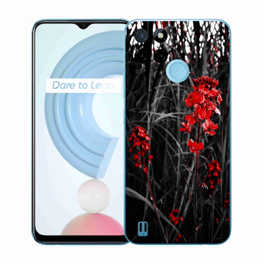 Gélový kryt mmCase na Realme C21Y/C25Y - červená rastlina