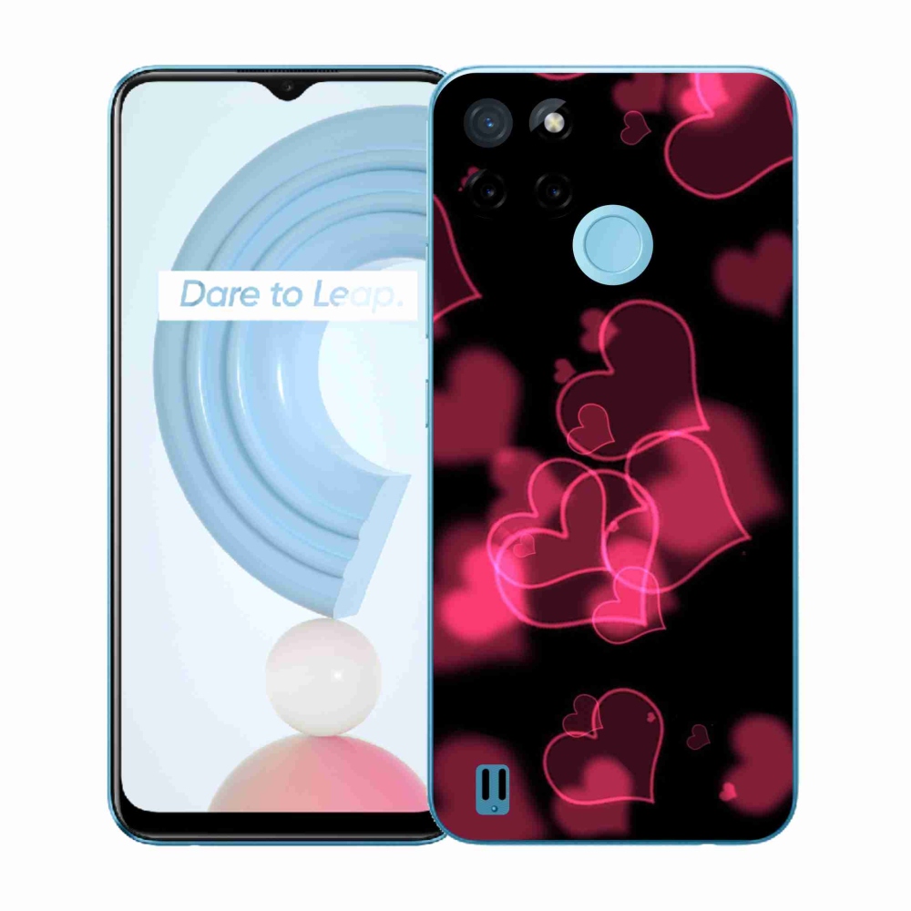 Gélový kryt mmCase na Realme C21Y/C25Y - červená srdiečka