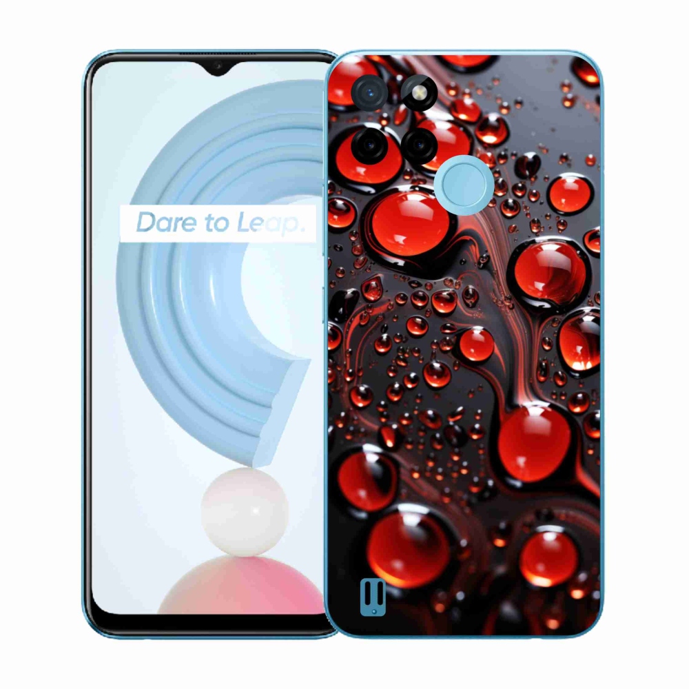 Gélový kryt mmCase na Realme C21Y/C25Y - červené kvapky 2