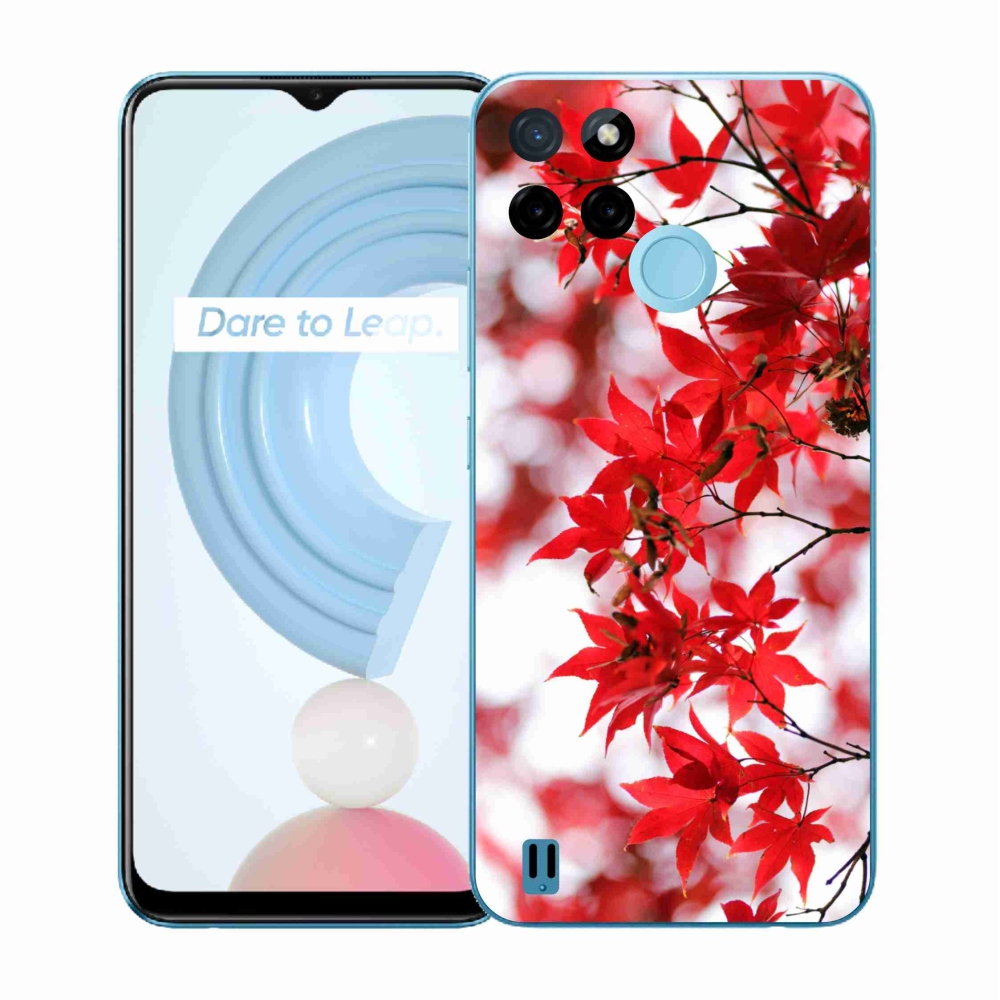 Gélový kryt mmCase na Realme C21Y/C25Y - červené listy