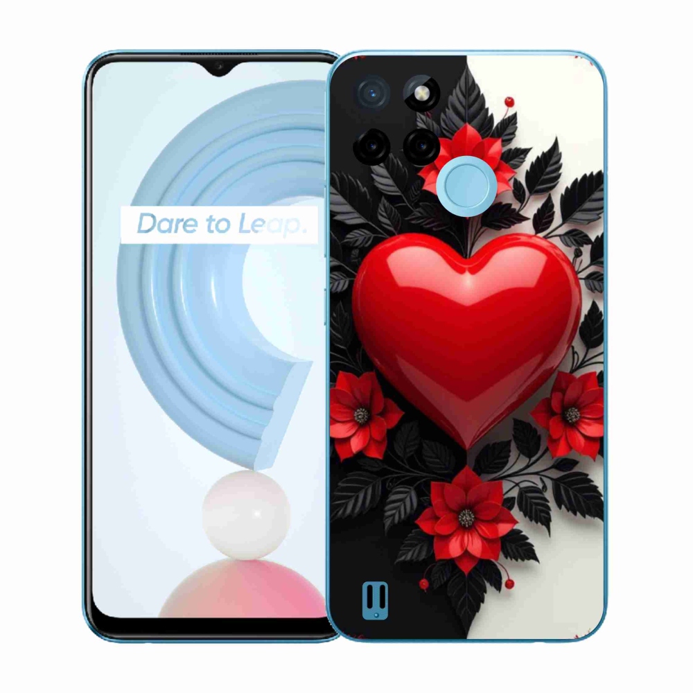 Gélový kryt mmCase na Realme C21Y/C25Y - červené srdce