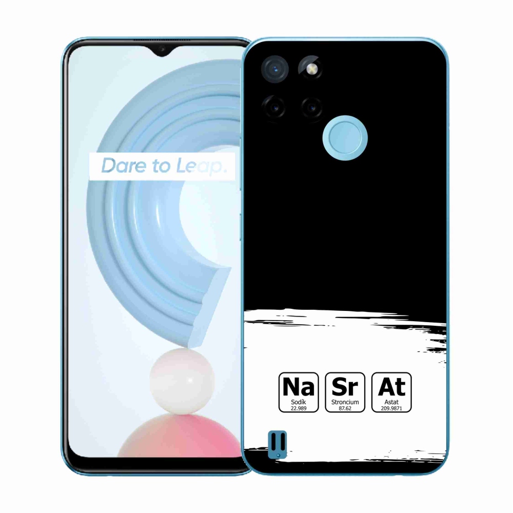 Gélový kryt mmCase na Realme C21Y/C25Y - chemické prvky bieločierne pozadie