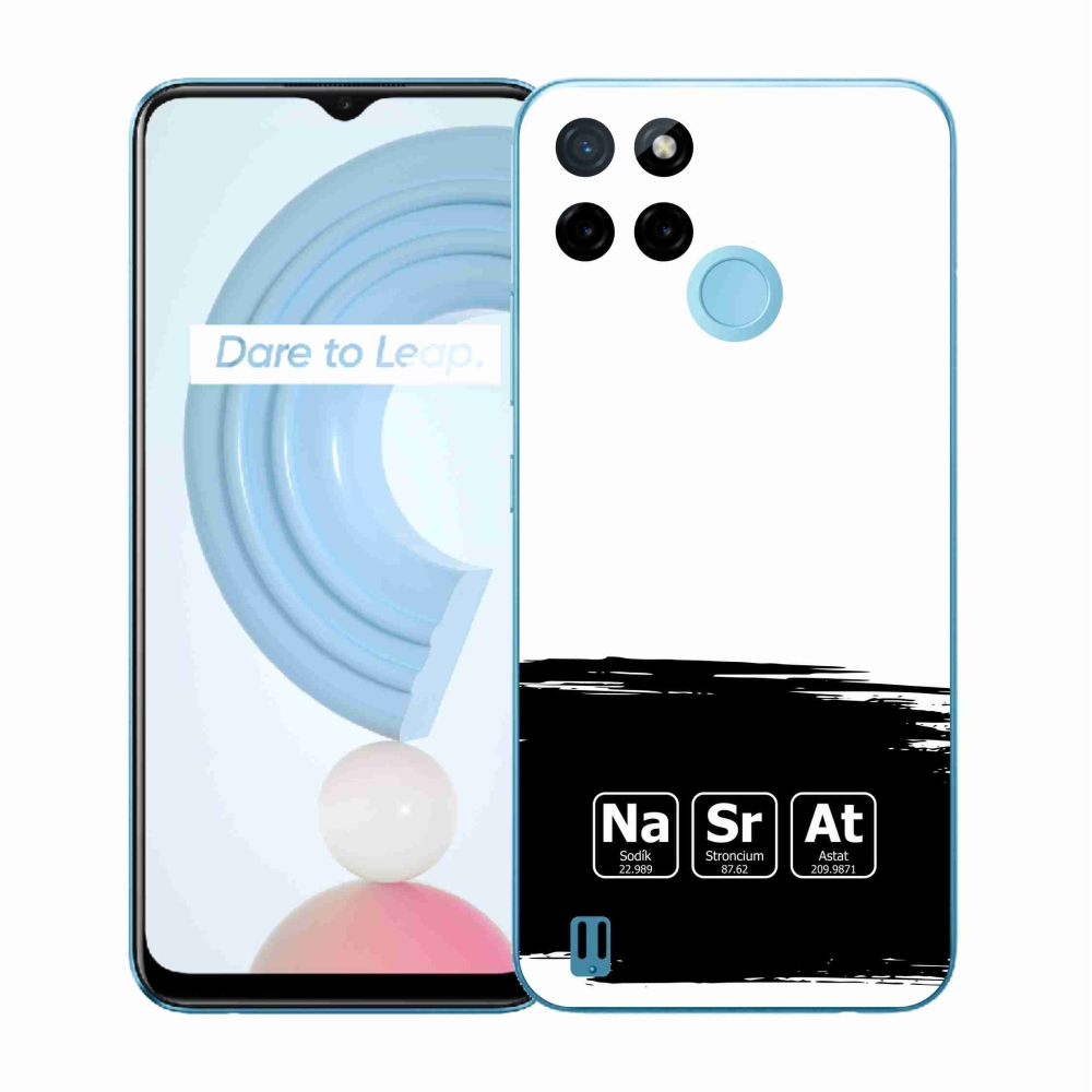 Gélový kryt mmCase na Realme C21Y/C25Y - chemické prvky čiernobiele pozadie
