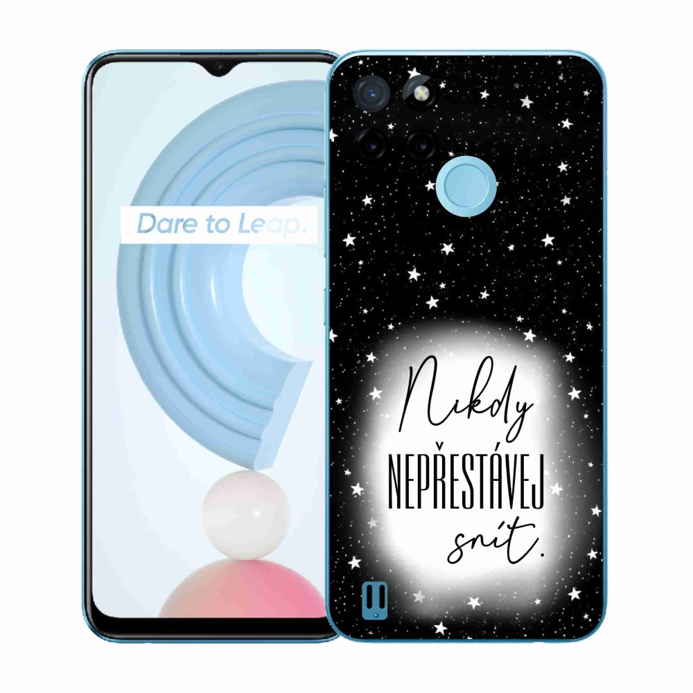 Gélový kryt mmCase na Realme C21Y/C25Y - citát 1 bieločierne pozadie