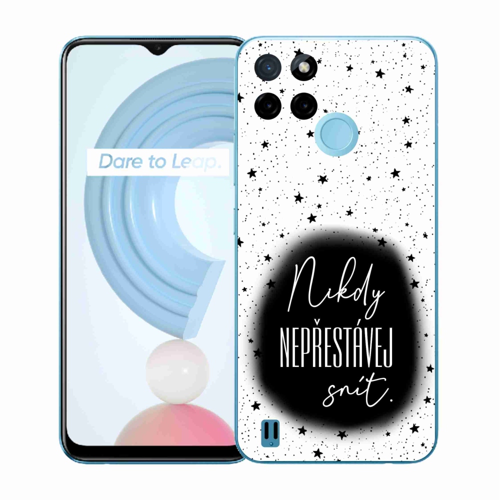 Gélový kryt mmCase na Realme C21Y/C25Y - citát 1 čiernobiele pozadie