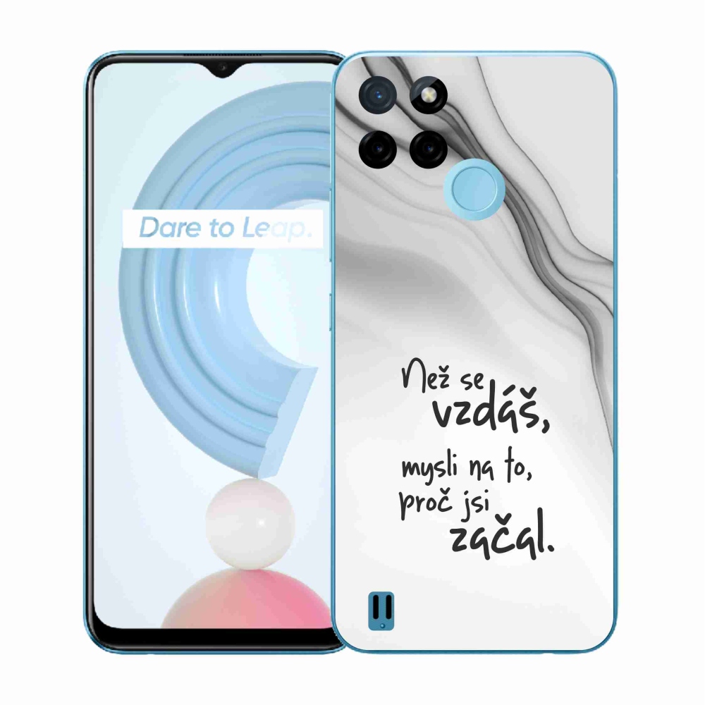 Gélový kryt mmCase na Realme C21Y/C25Y - citát 2 biele pozadie