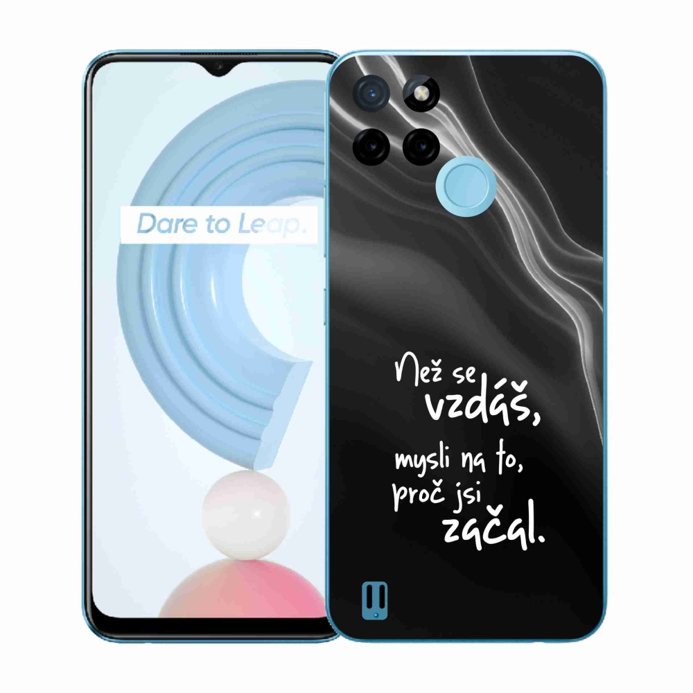 Gélový kryt mmCase na Realme C21Y/C25Y - citát 2 čierne pozadie