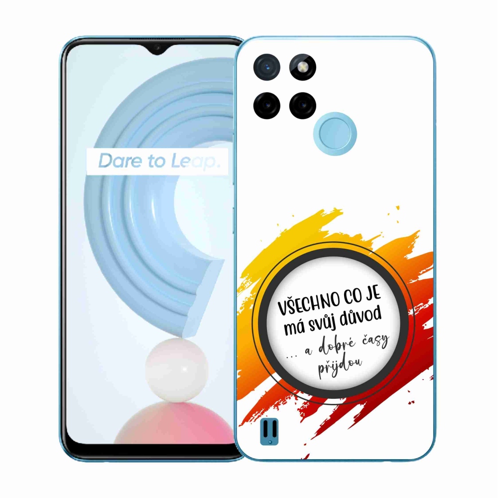 Gélový kryt mmCase na Realme C21Y/C25Y - citát 3 biele pozadie