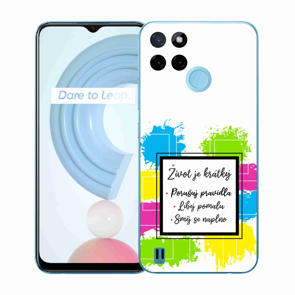 Gélový kryt mmCase na Realme C21Y/C25Y - citát 5 biele pozadie