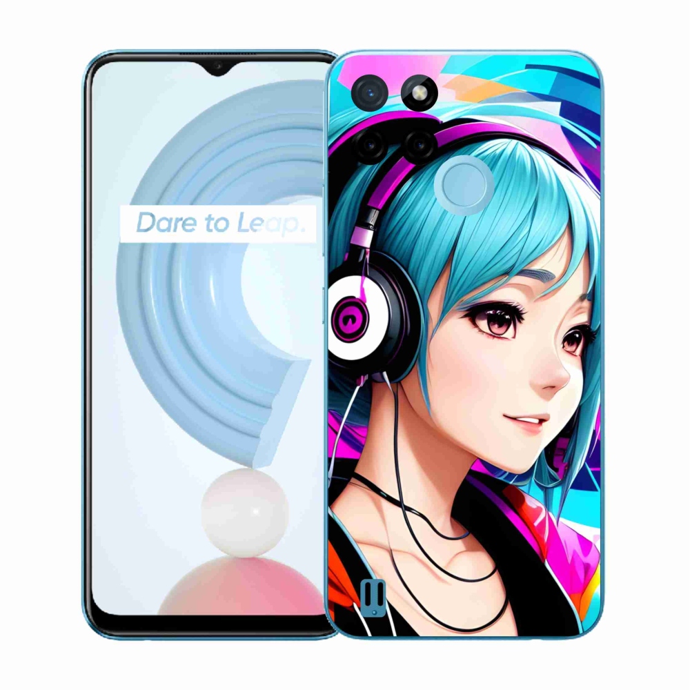 Gélový kryt mmCase na Realme C21Y/C25Y - dievča so slúchadlami