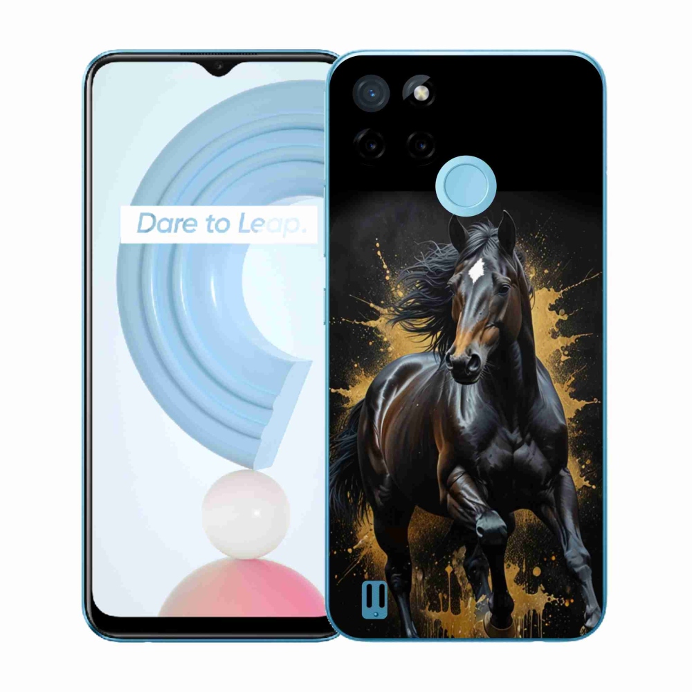 Gélový kryt mmCase na Realme C21Y/C25Y - elegantný čierny žrebec