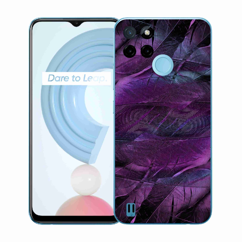 Gélový kryt mmCase na Realme C21Y/C25Y - fialové pierka